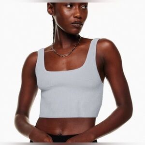 BABATON (Aritzia) Sculpt Squareneck Cropped Rib Tank. Periwinkle blue. Large